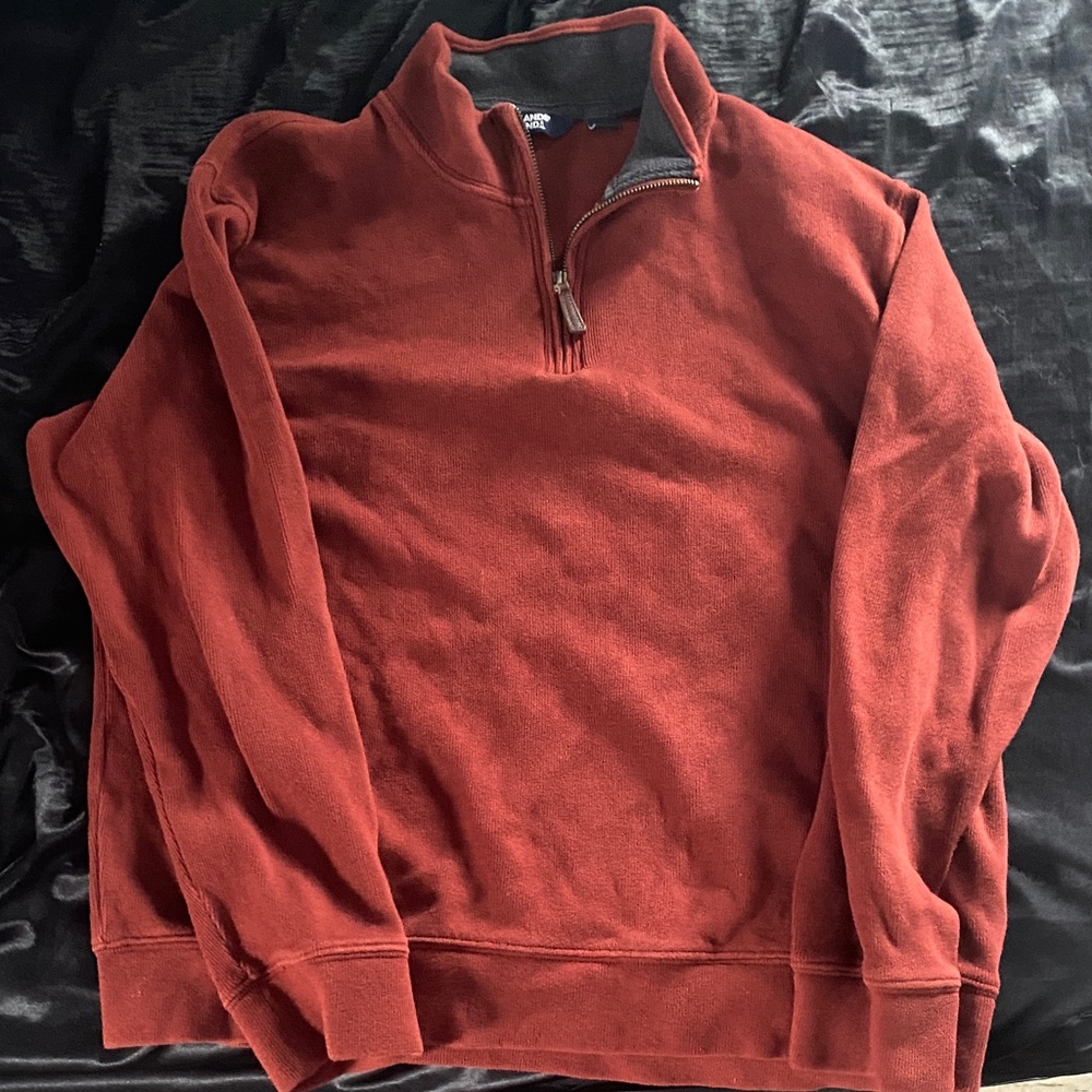 Lands' End Men's Brick Red Zip-Up Sweater